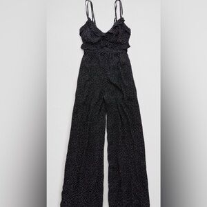 NEW American Eagle White Dot Wide Leg Ruffle Detail Jumpsuit Romper 
Size Small